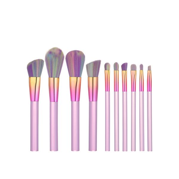

makeup brushes 10 pcs professional makeup brush set synthetic foundation eyeshadow brush light green transparent handles brushes