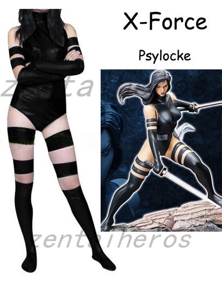 

psylocke костюм x-force спандекс женский костюм супергероя, Black;red