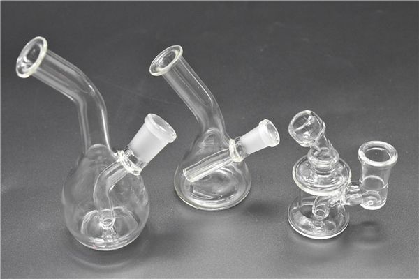 3style Design Mini Bongs Glas Wasserpfeifen Bongs Pyrex Wasserbongs mit 10mm 14mm Joint Becher Perkolator Bubbler Bong Wasserpfeifen Bohrinseln