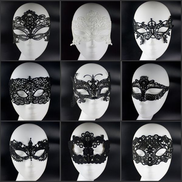 Maschere per il viso in maschera di pizzo bianco nero di design di moda di vendita a buon mercato per le decorazioni di gioielli per decorazioni per feste di Natale di Halloween Spedizione gratuita