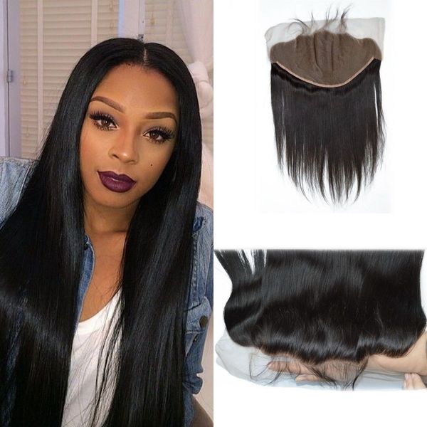 

peruvian hair lace frontal closure 13x6 virgin straight human hair ear to ear frontals fdshine hair, Black;brown