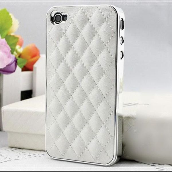 

wholesale-luxury pu leather retro elegant soft grid skin case for 4 4s 4g / 5 5s 5g hard back cover phone bag affordable
