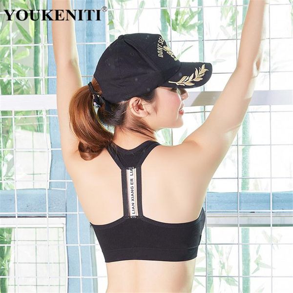 

wholesale- youkeniti women fahion fitness bra letter printed design shakeproof yoaga bras cross beauty back high elasticity top, White;black