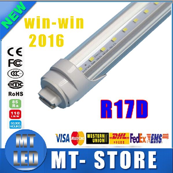 R17D T8 LED Tube Luz 8FT 45W 2.4M Lâmpada fluorescente Girando SMD2835 192LEDS 4800LM 85-265V Tubos de cobertura fosco / claro