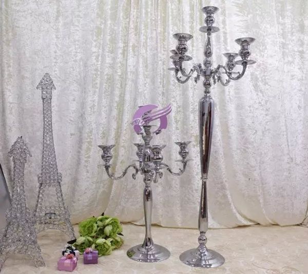 Gergeous Tall 5 Cristal Ball Candelabros Casamento mesa de mesa de mesa com pingente de cristal