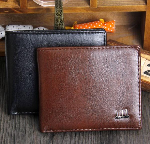 

2016 export new fa hion men bifold 2 fold black coffee color optional quality pu leather de igner card holder pur e wallet hipping
