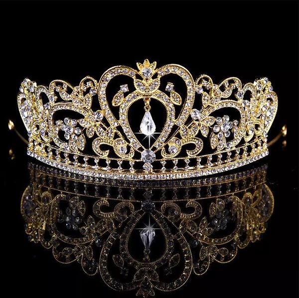 Bling Gold Silber Kristalle Hochzeitskronen 2019 Brautdiamantschmuck Strass Stirnband Haarkrone Zubehör Party Prom Tiara Günstig