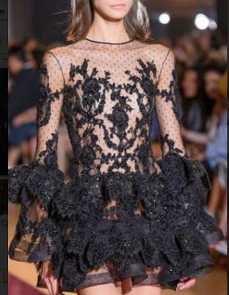 

evening dress yousef aljasmi kim kardashian long sleeve o-neck print mini black almoda gianninaazar zuh ziadnakad, Black;pink