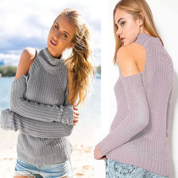 

wholesale- 2015 women's strapless turtleneck knitted sweater pullover long sleeve fashion coarse wool christmas sweaters, White;black