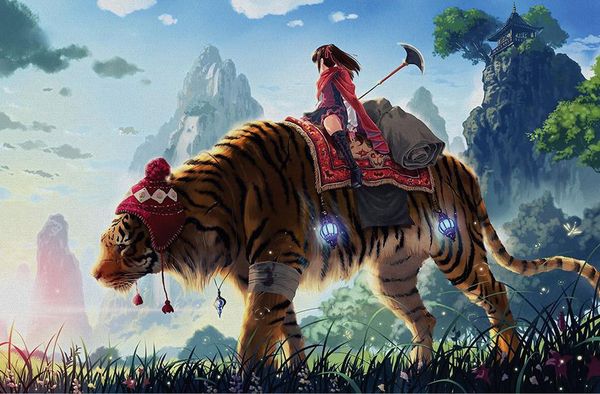 

hand-painted tiger childrens room 3d backdrop wall murals animals