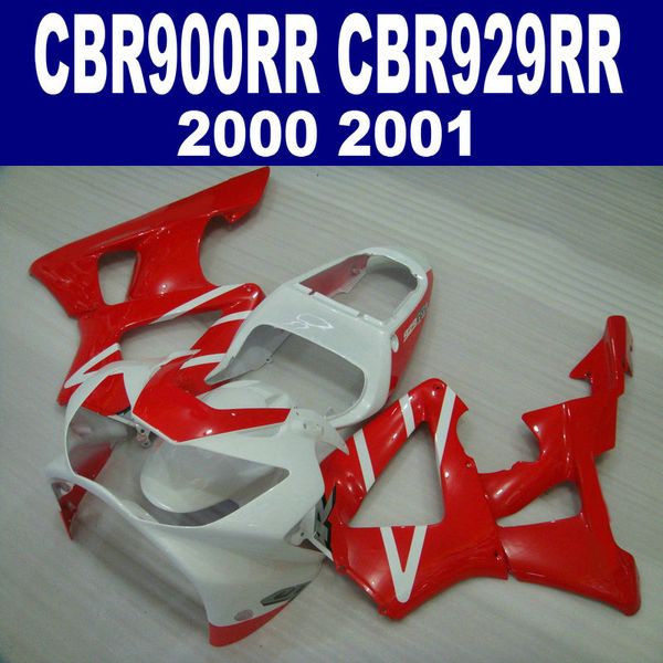 HONDA CBR900RR CBR929 2000 için yüksek kalite kaporta kiti 2001 bodykits CBR 929 RR CBR929RR kırmızı beyaz fairings set HB2