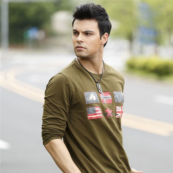 ... Free Army New Long Sleeves T Shirts Men Cotton Offset printing