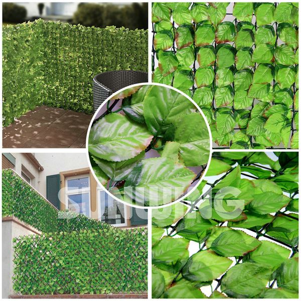 2019 1mx3m Artificial Hedge Fence Fake Rose Leaf Plastic Garden