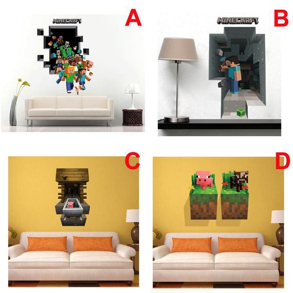 3d Minecraft Wall Stickers Creeper Decorative Pig Steve Dig Sword Wall Decal Wallpaper Kids Party Decoration Wall Art Minecraft Toys Stickers For Kids