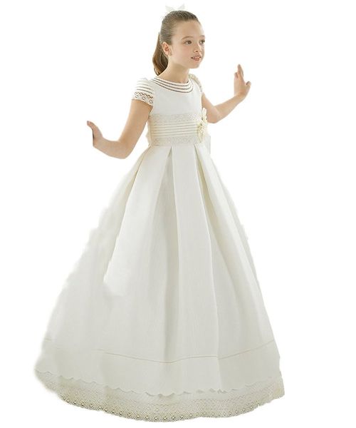 

2019 Белая принцесса увенчанный кружева девушки театрализованное платье девушки Причастие платье бальное платье дети формальная одежда девушки цветка платья для свадьбы