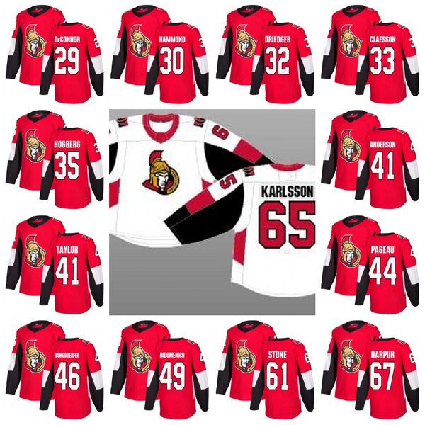 

100th 2017-2018 Season Ottawa Senators 30 Andrew Hammond 29 OeConnor 32 Chris Driedger 33 Fredrik Claesson 35 Marcus Hogberg Hockey Jerseys
