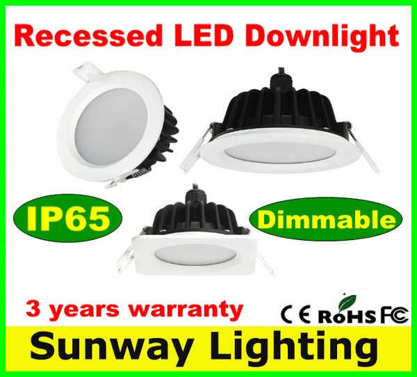 2015 New Embutida Downlight LED Quadrado 5 W 7 W 9 W 12 W 15 W Regulável Redondo LED Down Lights IP65 À Prova D 'Água AC 85-265 V DHL Frete Grátis