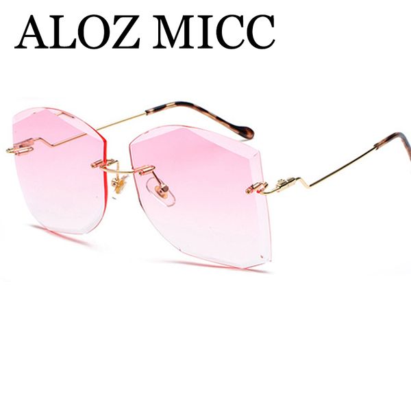 

aloz micc luxury rimless sunglasses women vintage metal big frame lady sun glasses fashion marine lens eyeglasses a412, White;black