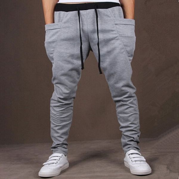 

wholesale-fashion men bandana pants baggy tapered hip hop dance harem sweatpants drop crotch pant man parkour sport trousers, Black