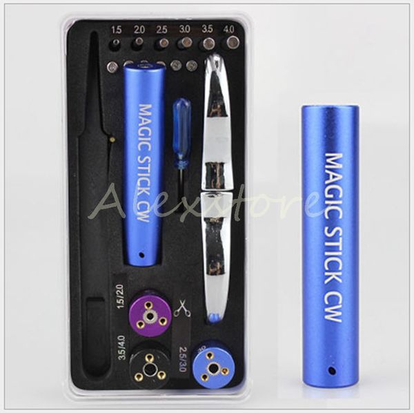 Magic Stick CW Box Vape Jig Kit 6 in 1 Drahtwickelmaschine Koiler Kit Mods DIY RBA vorgefertigtes Spulenwerkzeug DHL