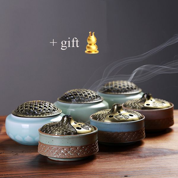 Venda por atacado- preço baixo elegante fogão incenso coil incensário incenso queimador puro cerâmica cerâmica incenso adesivos titular base budista ornamentos