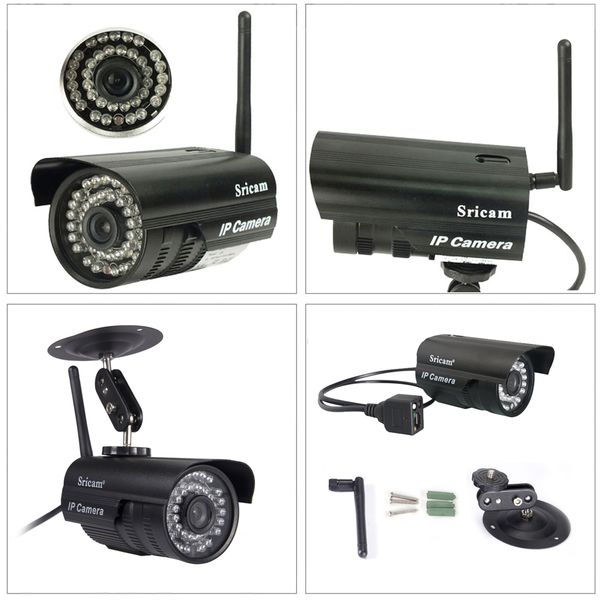 

wireless sricam cmos 1.0mp outdoor ip camera with 3.6mm lens eu plug black