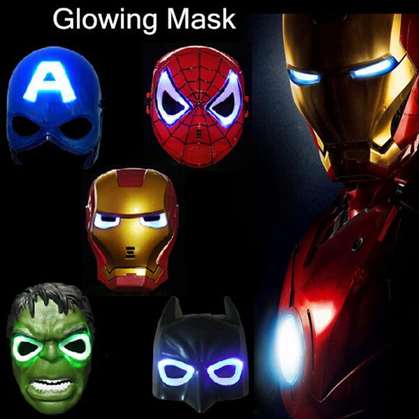 

led glowing lighting mask captain america spiderman hulk iron man batman masquerade party halloween cosplay mask good quality
