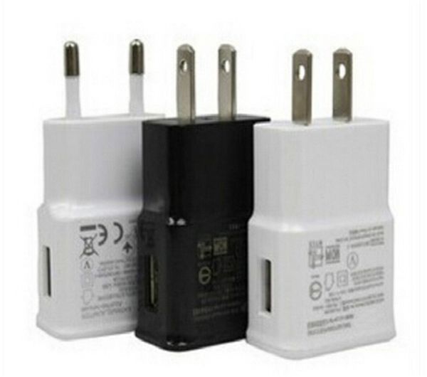 

for samsung usb wall chargers 5v 2a ac travel home charger adapter us eu plug for samsung galaxy note 5 s7 s6 edge plus white black color