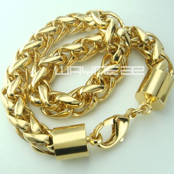 18 Karat 18 Karat Gelbgold gefülltes GF-Herrenarmband mit 22 cm Länge B153