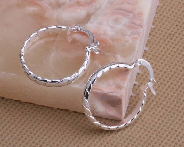 

fashion (jewelry manufacturer) 20 pcs a lot twisted big round earrings 925 sterling silver jewelry factory price fashion shine earrings, Golden;silver