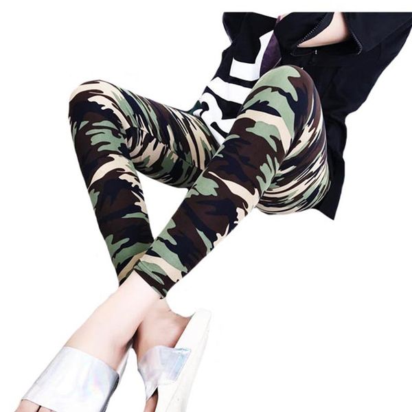 

camouflage leggings 7 colors women milk silk print camouflage fitness legging female casual autumn spring high waist leggins, Black