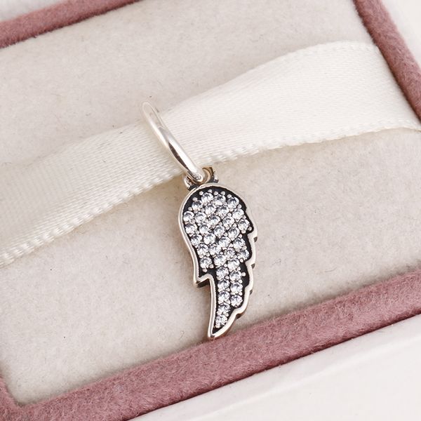 

fits pandora diy charms bracelet 2015 new 925 sterling silver angel wing charms pendants for women pave clear zircon jewelry, Bronze;silver