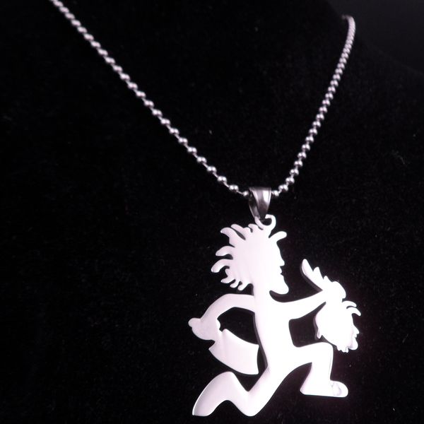 

silver icp jewelry fashion stainless steel hatchetman take girls heads juggalette pendant with 3mm 30 inch curb chain necklace