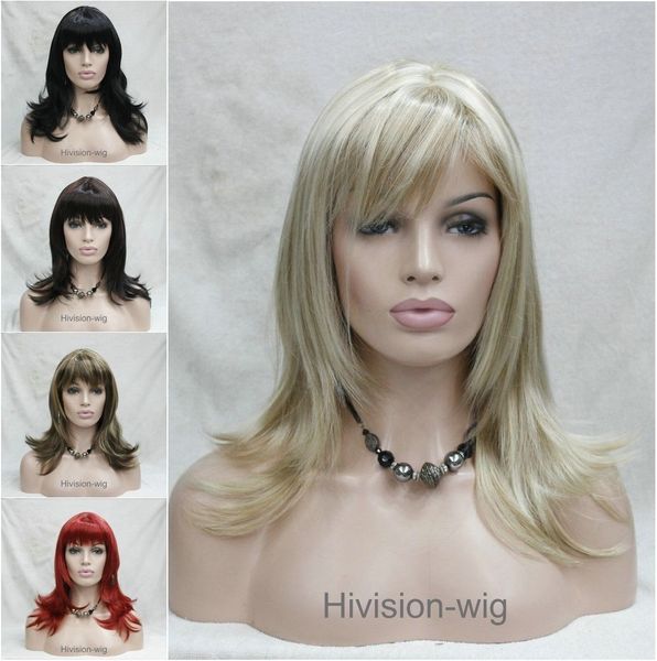 бесплатная доставка красивые очаровательные горячие 5 цветов Прямые Anti-Alice Medium Long Women Natural Daily парик Hivision