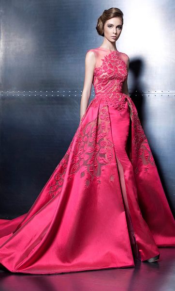 

Vestidos Formales Ziad Nakad 2019 Аппликация с прозрачным вырезом и бисером A-Line Длинные платья д