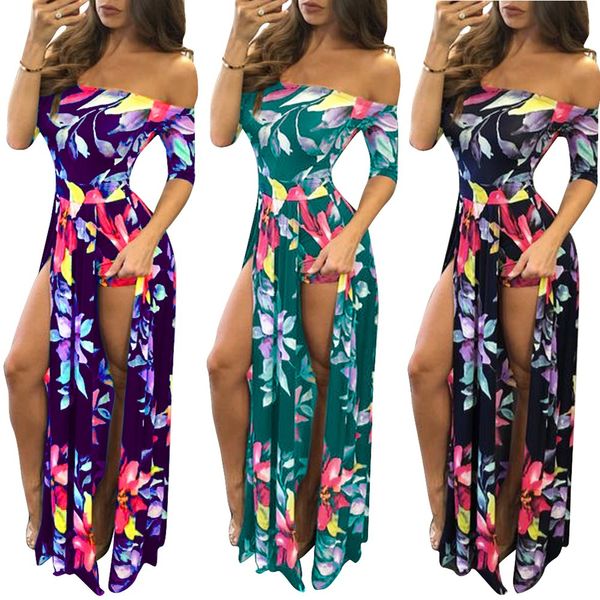 Neue mode elegante 2017 slash neck maxi langes kleid sexy print kleider frauen sexy bodycon schlank verband kleid S-XXXXXL S3074 q1118