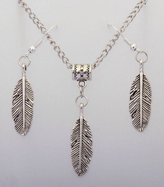 

горячий сплав древнее серебро перо крылья подвески подвески necklacesearrings наборы diywomens ювелирные изделия аксессуары день святого вал, Silver