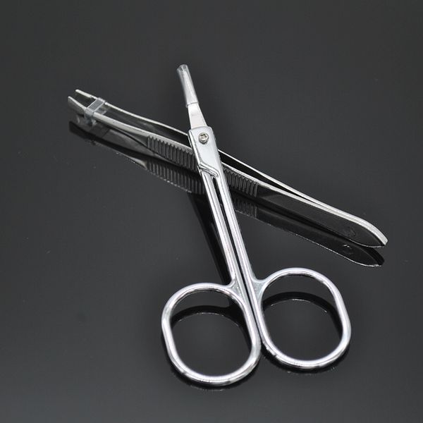 

wholesale-stainless steel eyebrow scissors and eyebrow tweezers two-piece eyebrow tool set eyebrow clip tweezer makeup tool