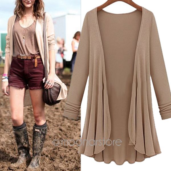 

wholesale- 2017 fashion cardigan women autumn winter poncho crochet knit thin blouse long sleeve sweater women cardigans jacket coat, White