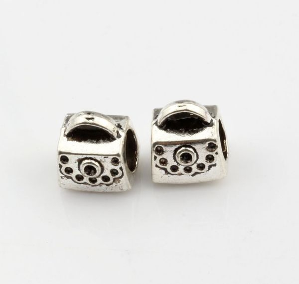 

mic 100 pcs antique silver package spacers big hole beads for charm bracelets ilia & biagi bracelet 9*10mm, Bronze;silver
