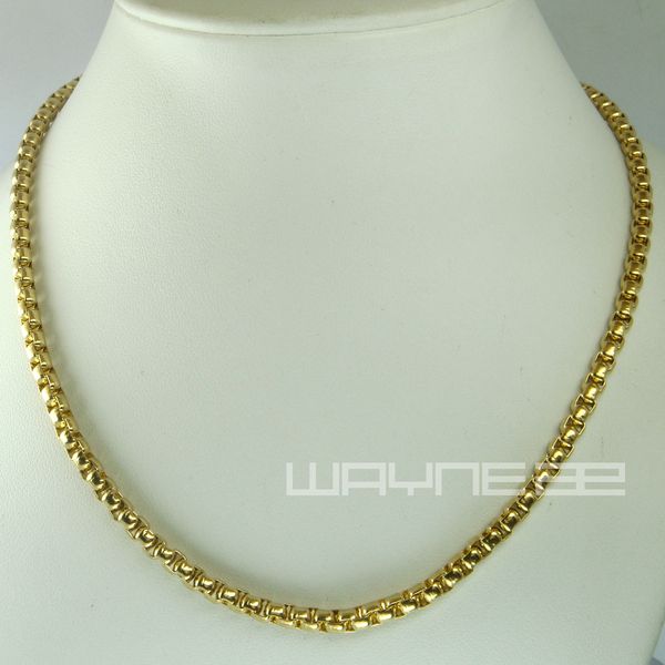 

18k gold filled 50cm length 3.8mm thick ring link chain necklace n238, Silver