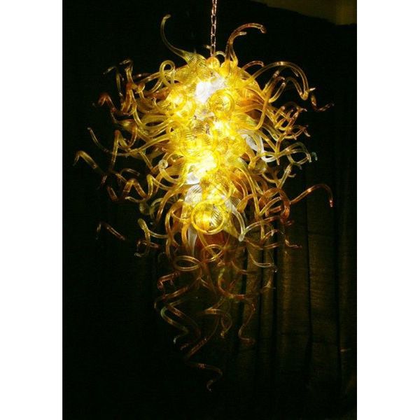 

yellowed colored hand blown glass chandelier modern art deco hanging led borosilicate glass pendant lamps chihuly style art glass chandelier