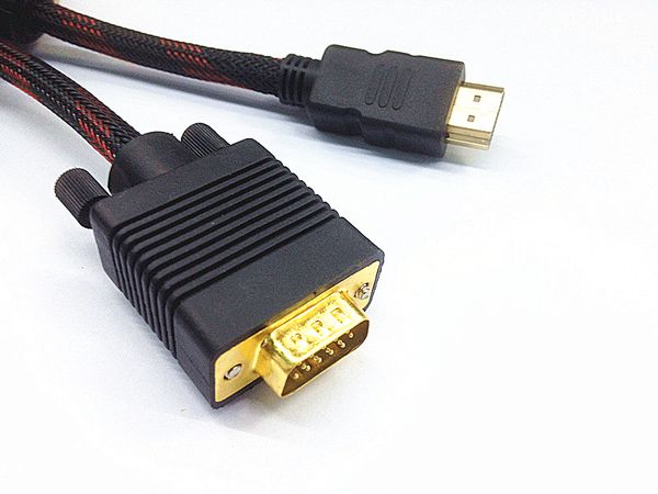 

Новый VGA HDMI золото мужчины к VGA HD-15 мужской кабель 1.5 M 1080P HDMI-VGA M / M