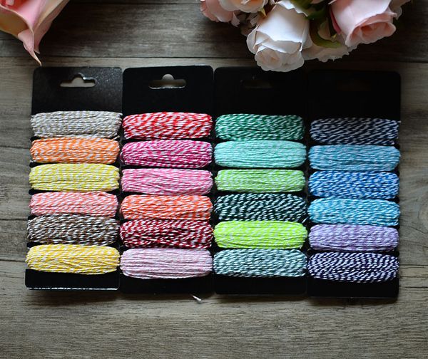 4 Ply Thin Double Color Cotton Baker Twine Stripe Line For Diy