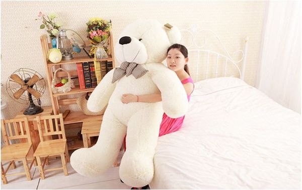 

wholesale-new 100cm teddy bear white giant big cute plush 100% cotton huge soft toy gift#53443