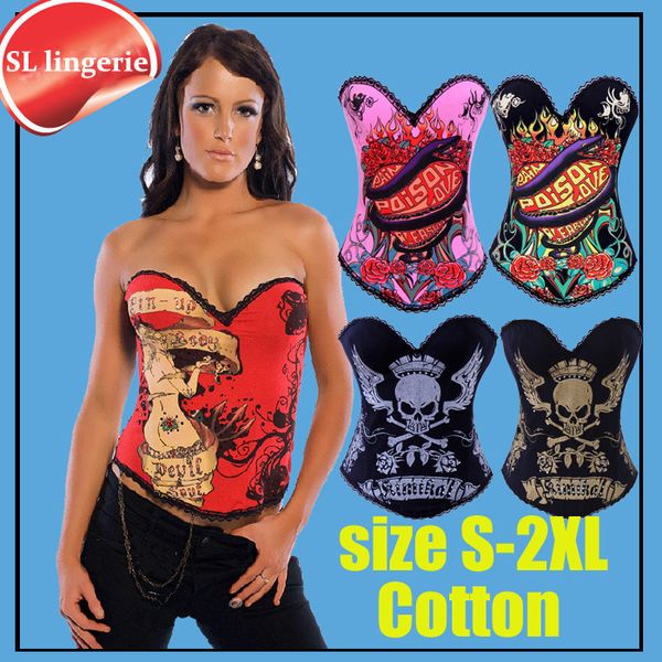 

wholesale-women gaine steampunk waist training corsets cotton corset gothic clothing women bustier corset for sale gothic clothes, Black;white