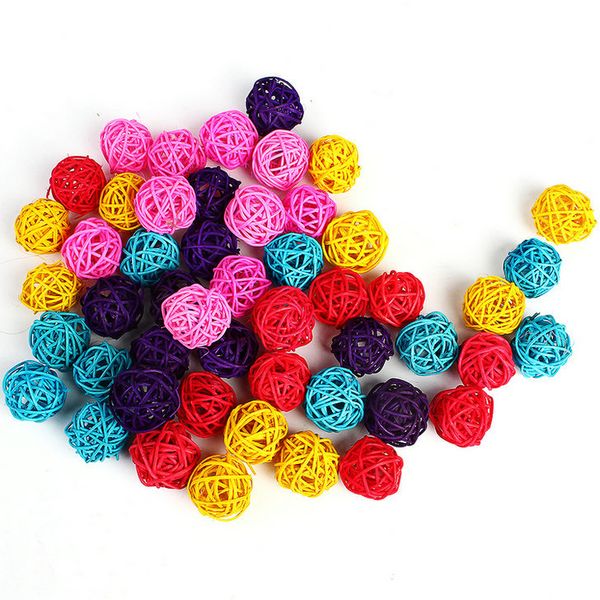 50PCS 3cm Mix color Wedding Decorative Rattan Ball Christmas Home Ornament red