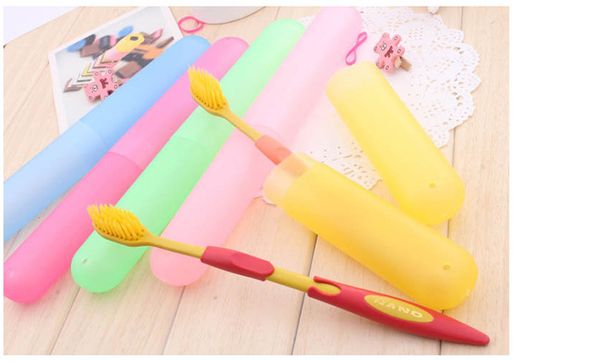 

portable cartoon pattern mini plastic toothbrush box case traveling holder hygiene teeth health color random