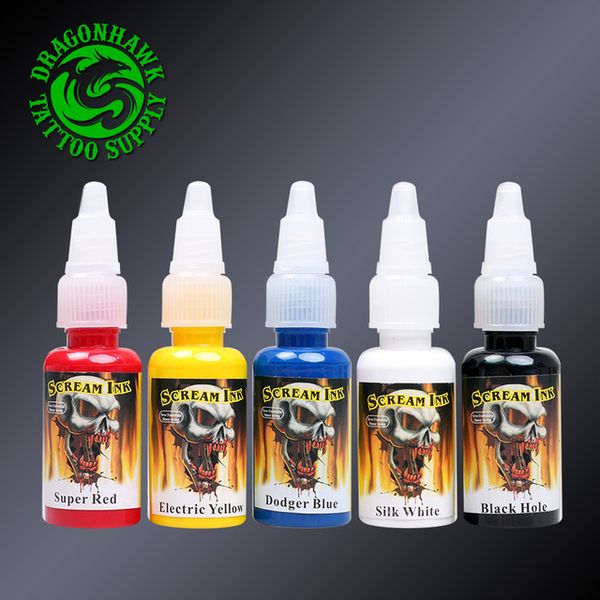 Wholesale- Scream Tattoo Ink 5-Pack Primary Color Set 0.5oz Bottles Color Tattoo Pigment Supply