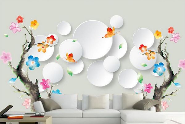 

custom p murals multicolored flowers abstract tree bathroom 3d wallpaper